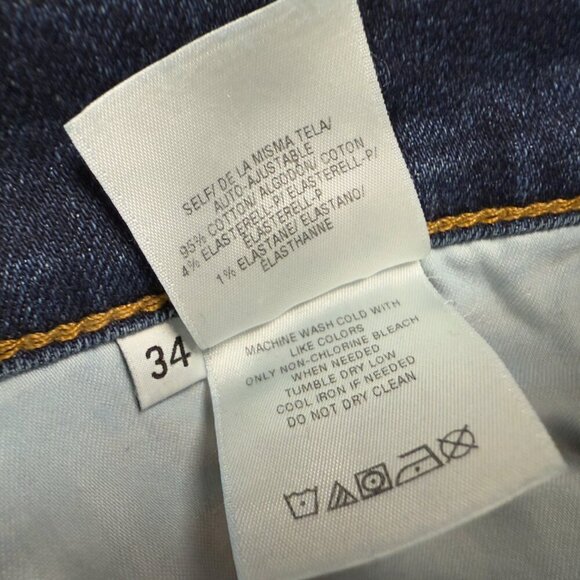 HUDSON Blake Denim Slim Straight Whiskered Faded Medium Dark Blue Wash Jeans 34 - Picture 6 of 7